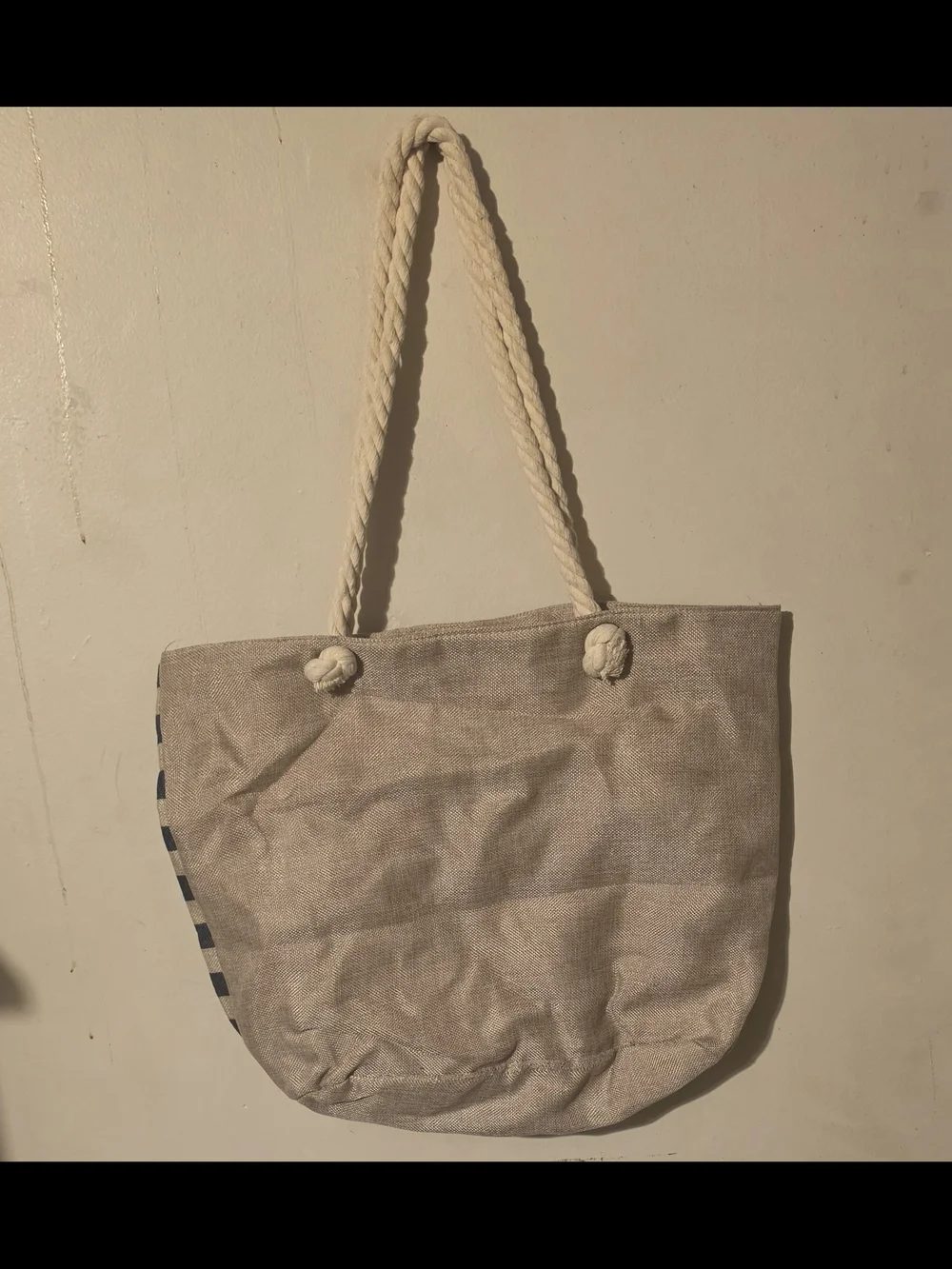 South Carolina Navy Canvas & Cream Striped Rope-Handle Tote Bag